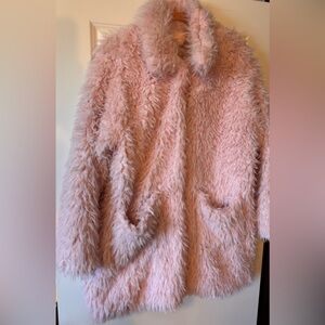 Women's Pink Faux Fur Coat